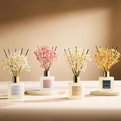 COCORRÍNA Reed Diffuser - Gardenia 6.7 Fl.oz Reed Diffuser Set with Sticks & Preserved Baby's Breath, Reed Diffuser for Home Bathroom Shelf Decor - size: 6.7 Ounce/1pack