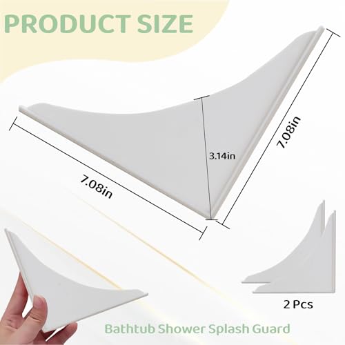 2 Pieces Bathtub Shower Splash Guards, Shower Water Guard for Bathtub Splash Guard Removable, Bathtub Water Splash Guards Corner Guards to Keep Water in Shower Bath