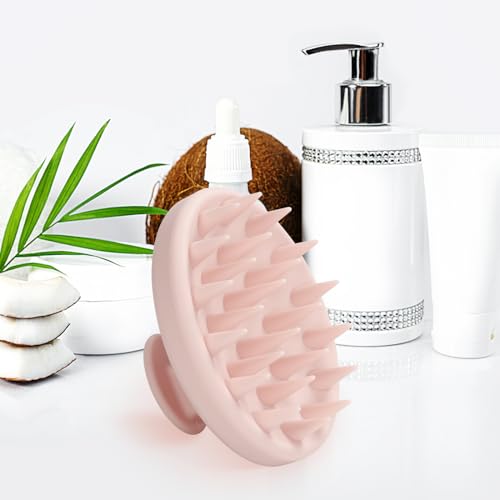 Meartchy Silicone Scalp Massager, Scalp Scrubber for Hair Growth with Soft Bristles, Scalp Exfoliator Brush Dandruff Removal Shampoo Brush for Wet Dry Scalp Care (Light Pink) - color: Light Pink
