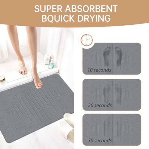THMINS 2 Pack Extra Large Stone Bath Mat, 32''x20'' Non-Slip Diatomaceous Earth Stone Bath Mat, Super Absorbent Quick Drying for Bathroom, Easy to Clean