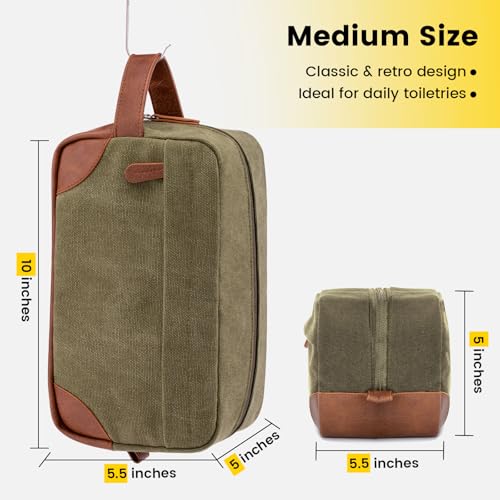 Vorspack Travel Toiletry Bag - Hanging Toiletry Bag for Men Water Resistant Canvas Shaving Bag with Large Capacity for Travel - Green - color: Green, size: Medium