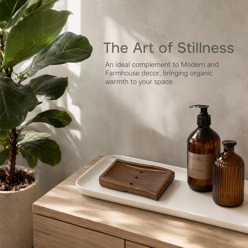 Wood Self-Draining Bar Soap Holder, 3 Holes Design Soap Dish and Sponge Holder, Quick Dry Soap Saver Tray for Bathroom, Kitchen, Shower & Countertop (Brown, 1 Pack)
