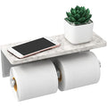 Brushed Nickel Toilet Paper Holder with Shelf, New Upgrade Double Toilet Paper Holder with Storage, Marble Roll Toilet Paper Wall Mount for Bathroom Washroom - color: Brushed Nickel Double