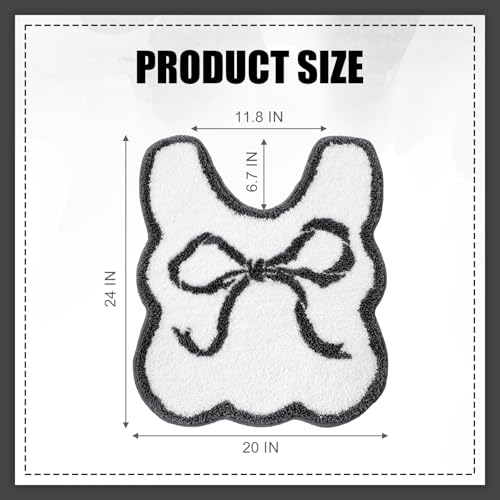 HunnmingRe Black Bow Bathroom Rug Bow Toilet Rugs 24 x 20 Inches U Shaped Luxury Scalloped Bathroom Decor Non Slip Cute Microfiber Soft Plush Bath Mat Coquette Stuff for Toilet Back to School Shower - color: Black, size: 24 x 20 Inches
