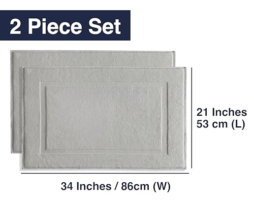 Casual Living Grey Cotton Bath Mats Set of 2 Towel Mats for Bathroom Floor Banded Rugs Soft Absorbent Ring Spun Cotton Washable Essentials Bathroom Shower Accessories, 34-inch x 21-inch, Grey - color: Grey
