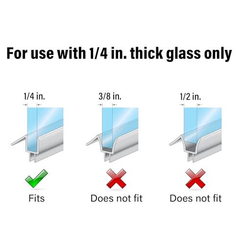 Prime-Line M 6256 Frameless Shower Door Bottom Seal for 1/4 in. Thick Glass Doors, Dual Flap and 45 Degree Drip Guard, 36 in., Clear Vinyl (Single Pack) - size: 1/4 Inch