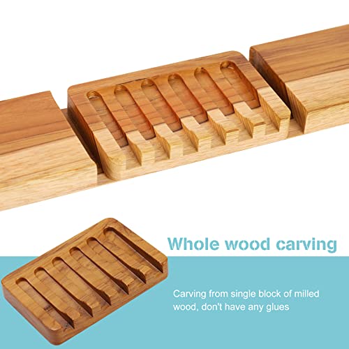 HTB 2 Pack Self Draining Soap Dishes,Teak Wood Soap Holder for Shower | Soap Saver Keep Soap Dry,Extend Soap Life,Non-slip Soap Tray for Shower,Bathroom,Sink,Kitchen,Countertop,Waterfall Drainer - color: 2pcs