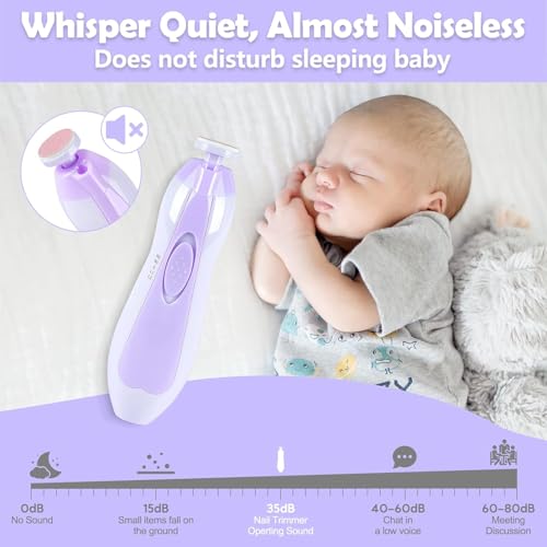 Qunlions life Baby Nail Trimmer Electric, 6 in 1 Baby Nail File Clippers Infant Grooming Kit Manicure Set for Toddler or Adults, Purple - color: Purple Nail Trimmer