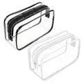 QfwdfcTrenz Pack Clear Makeup Bag, Waterproof Travel Toiletry Organizer with Zipper Cosmetic Pouch Makeup Brushes Bag for Women Men Transparent Make up Bags Black White Quart Size
