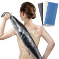 ARCH&M Exfoliating Back Washcloth & Body Scrubber, 3 Pack, 35-Inch | Japanese Washcloth, Exfoliation Shower Towel, Daily Use, Deep Cleansing, Nylon, Beauty Cloth For Smooth Skin - style: Black Off-White Navy-Blue