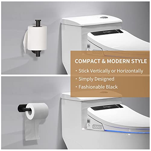 LAYUKI Toilet Paper Holder,Adhesive,Matt Black,Wall Mount,Toilet Paper Roll Holder,no Drilling,Bathroom/Rv/Washroom, SUS 304 Stainless Steel, Rustproof (Black, 1 Piece) - color: Black, size: 1 Piece