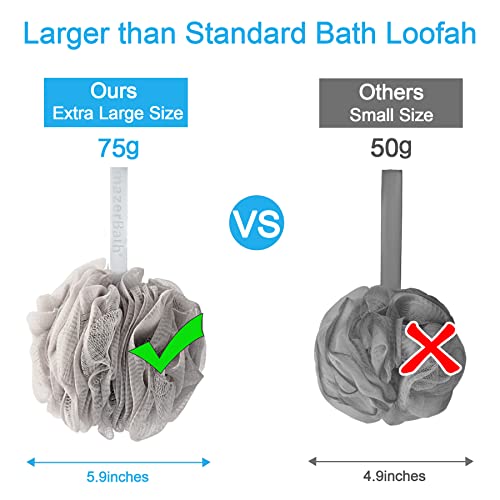 AmazerBath Loofah Sponge 75g/Piece, Exfoliating Bath Sponge Body Scrubber - Loofa Set of 4 Neutral Colors (Large) - style: Light Brown