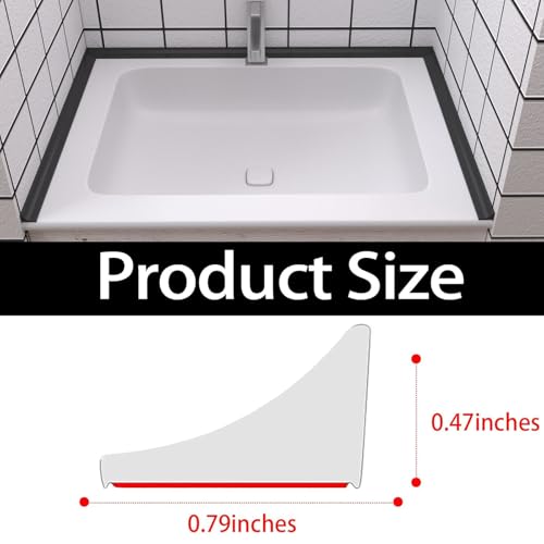 New Collapsible Shower Threshold Water Dam, Self Adhesive Silicone Waterproof Barrier Bathroom and Kitchen Water Strip Dam Shower Guard for Dry And Wet Separation Caulk Seal Strip Edge Trim(Black) - color: Black, style: 67Inch