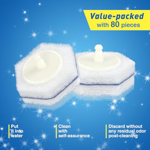 80-pcs Toilet Brush Wand Refills, Compatible with Clorox and Most Toilet Brushes, Disposable Wand Heads (Package May Vary)