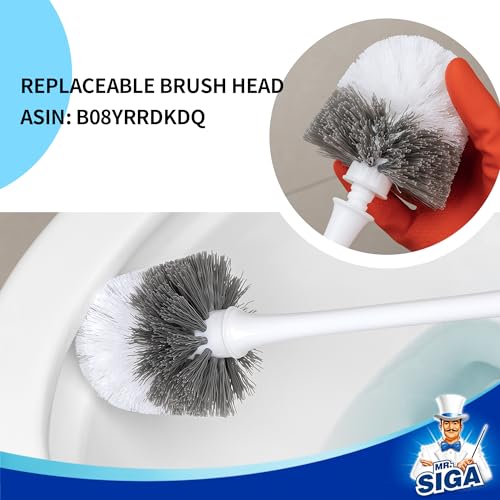 MR.SIGA Toilet Plunger and Bowl Brush with Holder, Heavy Duty Toilet Brush and Plunger Set for Bathroom Cleaning, White, 1 Set - color: White