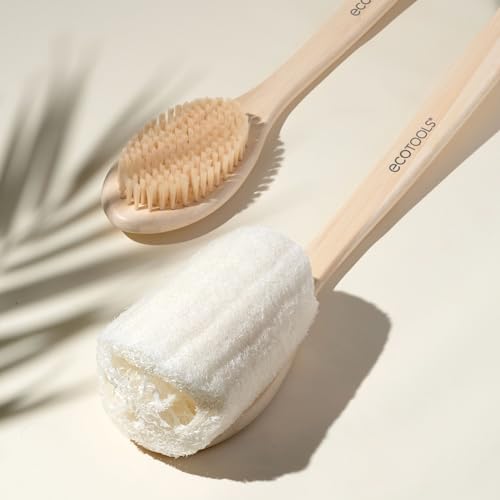 EcoTools Bath Bristle Brush, Bath Brush with Long Handle, Cleanse Back & Hard-to-Reach Areas, Eco Friendly Shower Brush for Exfoliating, Cruelty Free Nylon Bristles, Vegan, 1 Count - size: 1 Count (Pack of 1)