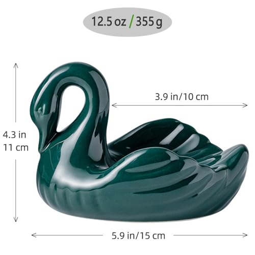 Draining Soap Dish, Elegant Swan Shape, Fluted Design, Cute Ceramic Tray(Green) - color: Green
