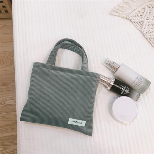 Wudygirl Makeup Bag Travel Cosmetic Bag for Women Small Makeup Pouch with Handle Zipper Cosmetic Pouch Handbag Aesthetic 8.3" x 6.7"(Dark Gray) - color: Dark Gray