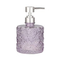 Marcella Glass Soap Dispenser with Soap Pump, Refillable 14 Ounce Capacity, Floral Design Rose Patterns, Heavy Weight Thick Glass for Bathroom, Premium Kitchen Soap Dispenser Lavender - color: Lavender Frost