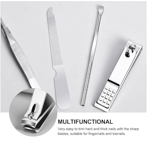 BESTYASH Nail Clipper Set with Nail File Eyebrow Tweezers & Ear Pick in Portable Storage Case Stainless Steel Manicure Tool Kit for Home and Travel Care