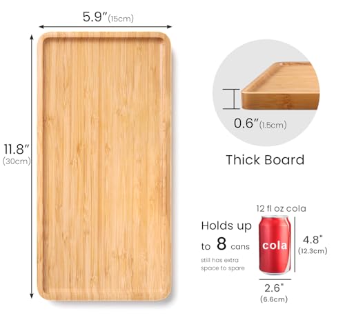 VERTORGAN Bamboo Serving Tray,11.8x5.9 Inch Decorative Trays Platter for Coffee Table,Living Room,Bar,Party,Mini Charcuterie Boards Cheese Board,Home Decor（Natural） - color: Natural, size: 11.8" x 5.9" x 0.6"