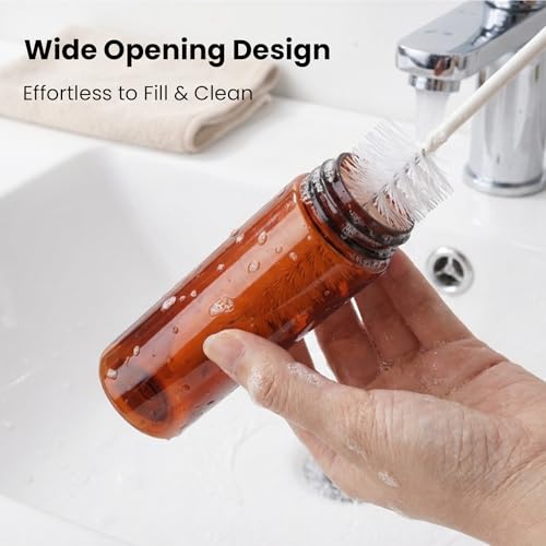 Cosywell 5 Pack Travel Bottles for Toiletries 3.4oz Shampoo Bottles TSA Approved Travel Size Containers Leak Proof Wide Mouth Squeeze Bottle for Lotion(Brown) - style: C-3.4oz-Amber