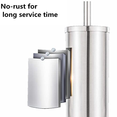 Chrome Toilet Plunger with Holder Bathroom Metal Canister Holder Drip Cup, Heavy Duty, Deep Cleaning Silver - color: Silver