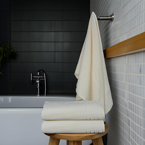 Tens Towels Pack of 4 Extra Large Bath Towels 30 x 60 Inches, 100% Cotton, Larger & Lighter Weight, Quicker to Dry, Super Soft and Absorbent, Perfect for Bathroom, Cream - color: Cream