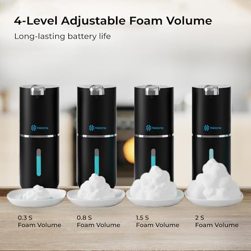 Automatic Foaming Soap Dispenser, Black | IPX5 Waterproof 12.8oz / 380mL Capacity 4 Adjustable Foam Levels USB-C Rechargeable Long-Lasting Battery - color: Black (Foamy)