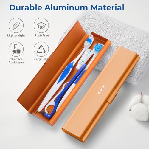 Wider Aluminum Toothbrush Travel Case, Portable Travel Toothbrush Holder, Durable Manual Toothbrush Box Container for Traveling, Bathroom, Camping, Business Trip, Orange - color: Orange, size: 1 Pack (Large)