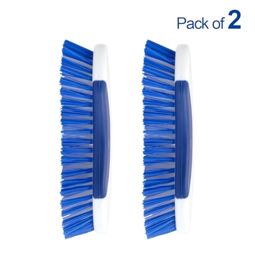 CELOX 2 Pack Multi Purpose Heavy Duty Scrub Brush, Deep Clean Brush for Tile Floors and Walls, Shower Doors, Tubs - color: White Blue