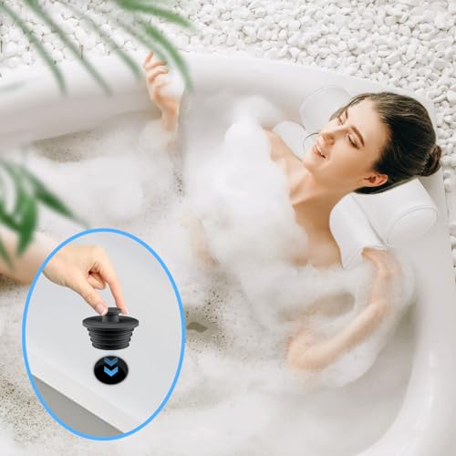 Aluvor Bathtub Stopper Drain Plug Bathroom Tub Plug Sink Stopper 2pcs | Silicone Bathtub Drain Plug Tub Drain Stopper Washbasin Stopper - color: Black, size: Large