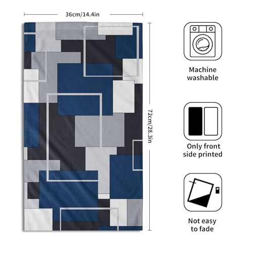 Navy Blue Geometric Hand Towels for Bathroom Set of 2 Navy Blue Black Modern Decorative Hand Towels for Bathroom Microfiber Abstract Hand Bath Towel Kitchen Towels Quick Dry Towel Sets 14"x28" - color: Navy Blue Black Modern
