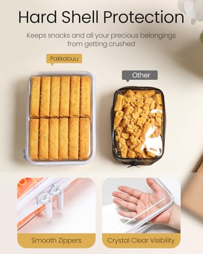 6 Pack Mixed Size White Clear Hard Shell Zipper Case, Diaper Bag Organizer Pouches, Water-Resistant Storage Bins for Board Games, Toys, Cables, Crafts, Toiletries, Travel, 2XL 2L 2S - size: XL2L2S2
