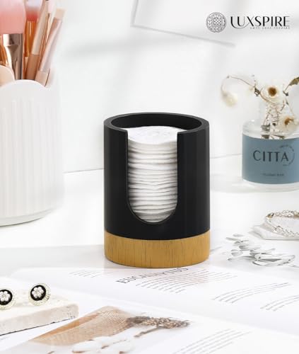 Luxspire Bathroom Cup Dispenser, 3oz Dixie Cup Dispenser, Guest Bathroom Essentials, Resin Cup Dispenser, Disposable Paper Cup Holder, Cotton Pad Holder, Bathroom Accessories - Matte Black - color: Black, size: 3oz