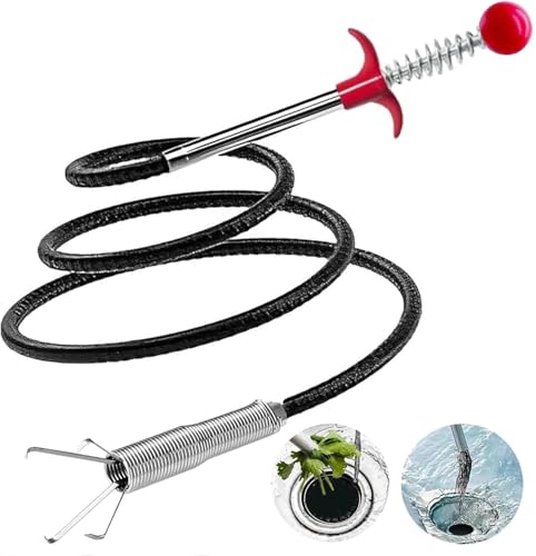 76 Inch Drain Snake Upgraded Ergonomic Grip – Toilet Snake Flexible Grabber Claw for Clog Remover & Pick Up Small Items - color: 79'' Ball