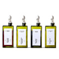 Olive Oil Dispenser Bottle for Kitchen, 16.9oz /500ml Cooking Vinegar Dispenser Bottle Set, Glass Sauce Container, Labels, Brush, Funnel, Stoppers, Green for Oil, Wine - color: Silver, 4 Pack