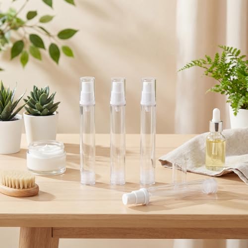 Zhehao 60 Pcs 15 ml Airless Pump Bottle Refillable Plastic Airless Vacuum Dispenser Travel Size Clear Cosmetic Sample Vial Container Jars for Lotion Cream Foundation Liquid Toiletries - size: 15 ml