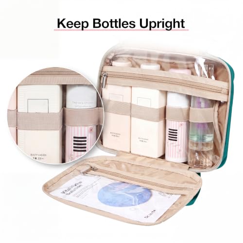 BAGSMART Toiletry Bag Hanging Travel Makeup Organizer with TSA Approved Transparent Cosmetic Bag Makeup Bag for Full Sized Toiletries, Medium-Blue - color: Blue, size: Medium