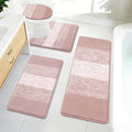 Bsmathom Bathroom Rug Set Bath Rugs Microfiber Non Slip Bathroom Set 4 Piece with Toilet Cover, Washable Absorbent Bath Mat, Pink - color: Pink, size: 18"x26"+18"x48"+U20"x24"+Cover19"x21"