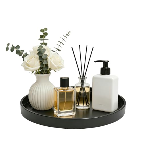 1 Pack 10" Bathroom and Vanity Tray, ABS Bathroom Counter Organizer, Coffee Table Decor for Perfume, Candles, Keys &More. Kitchen Countertop Organizer, Decorative Tray Soap Holder, Black - color: Black, size: 10"