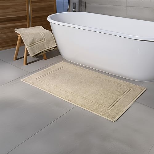 Tens Towels Pack of 2 Bath Mats 100% Cotton, 20 x 32 Inches, Super Absorbent, Hotel Quality Premium Floor Towels, Luxurious, Soft & Quick Dry, Not a Bathroom Rug, Beige - color: Beige
