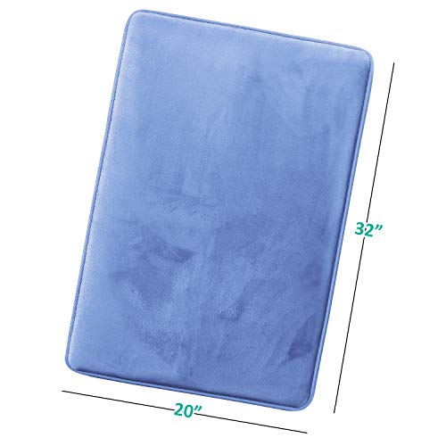 Clara Clark Bathroom Rugs, Velvet Memory Foam Bath Mat, Non-Slip, Machine Washable Bath Rugs - Dries Quickly, Ultra Soft Plush Bath Mats for Bathroom, 20 x 32, Calm Blue - color: Calm Blue, style: 20 x 32