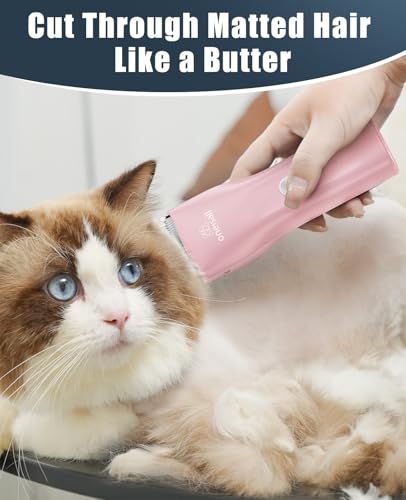 oneisall Pet Clippers for Cat Matted Hair, Quiet Pet Shaver for Cats | Waterproof Cordless Cat Clippers for Matted Long Hair with Storage Bag,Lightweight and Easy to Use for Cat, Pet, Small Dog - color: Pink, size: Standard