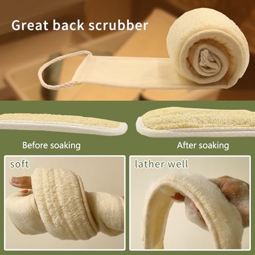 Natural Loofah Back Scrubber for Shower(1Pack),Luffa Sponge Exfoliating Bath Strap Made from Organic Loofa for Men and Women - color: Back Scrubber