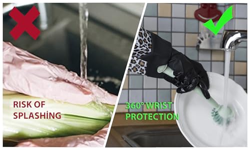GLOVELY HANDS Rubber Cleaning Gloves – Water-Resistant Latex Dishwashing Gloves with Soft Cotton-Feel Lining, Non-Slip Grip, Long Cuff, Durable Household Kitchen Cleaning Medium (1 PAIR)