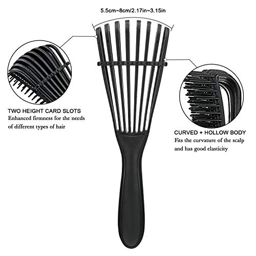 2 Pieces Detangling Brush for Afro America/African Hair Textured 3a to 4c Kinky Wavy/Curly/Coily/Wet/Dry/Oil/Thick/Long Hair, Knots Detangler Easy to Clean (Black, Purple) - color: Black, Purple