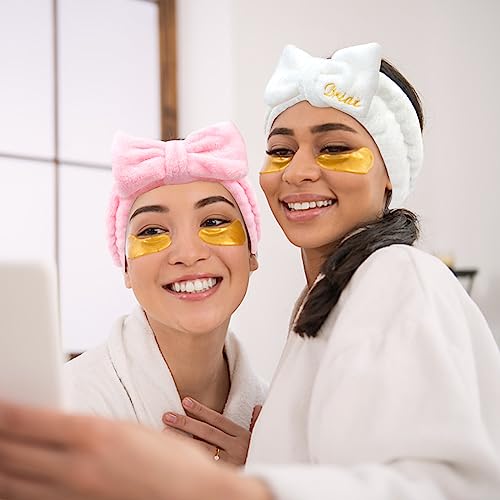 Semato Bachelorette Party Favor Set - Bride & Bridesmaid Spa Headbands(1 bride+6 Pink) - color: 1 bride+6 pink