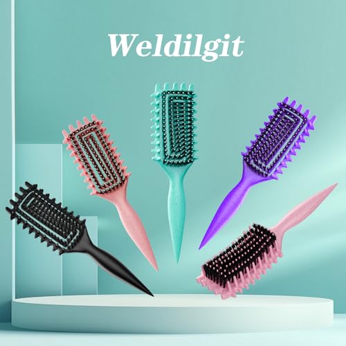 Curly Hair Brush, Curl Defining Brush with Soft Boar Bristles Detangling Tangled Glides, Wide-Teeth Design Effortlessly Shaping & Defining Curls (Black) - color: Black
