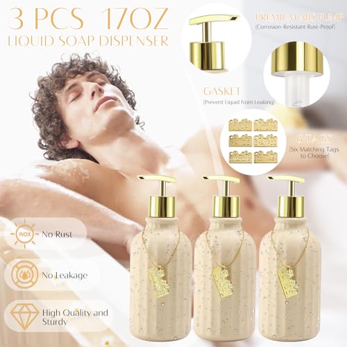 17PCS Bathroom Accessories Set, Beige Bathroom Set Bathroom Accessories Set with Trash Can, Toilet Brush, Toothbrush Holder, Qtip Holder & 3PCS Soap Dispenser - size: Bath Set with Press-Top Trash Can, style: Beige